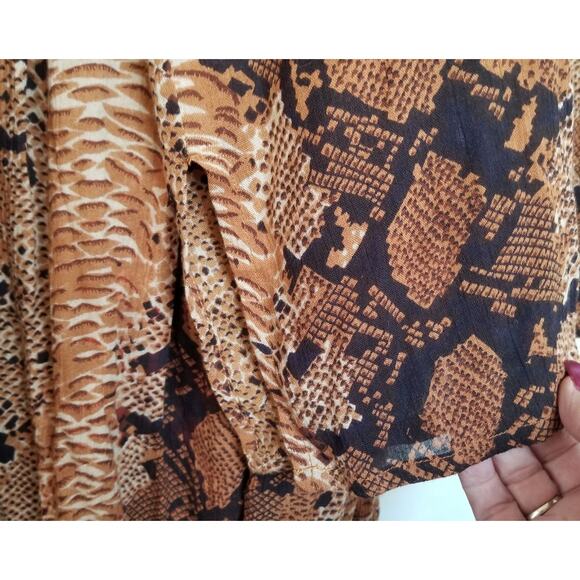 M.P.H. Animal Print Blouse & Midi Skirt Set Button Up Pull On Rayon Size 1X - Picture 4 of 9